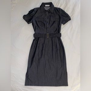 Calvin Klein Gray Collared Short Sleeve Button Down Work Dress Size 2